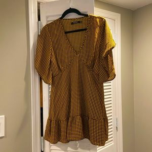 Nasty Gal gingham babydoll v neck dress